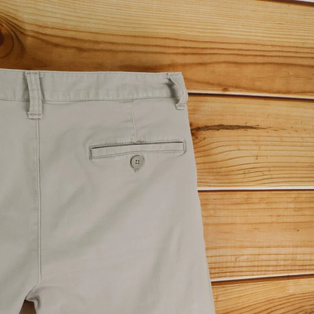 Lincoln Outfitters Flex Shorts Mens Sz 36 Beige Cotton Chinos Flat Front Pockets - Picture 3 of 7